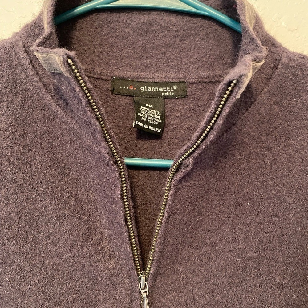 Vintage A. Giannetti Gray Zip Embroidered Sweater Blazer - Picture 7 of 10
